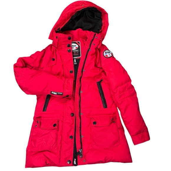 Pajar Canada Parka Jacket Women’s Performance Red Hooded Down Feather Sz M NOTE - Picture 2 of 11